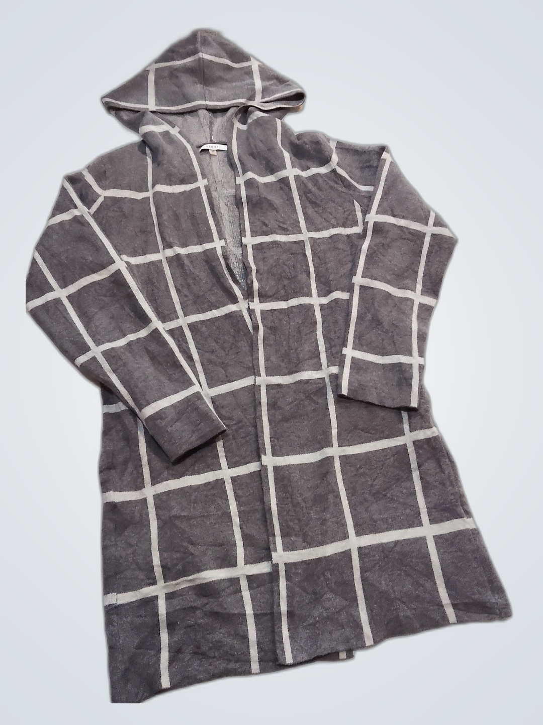 Moletom com capuz xadrez cinza