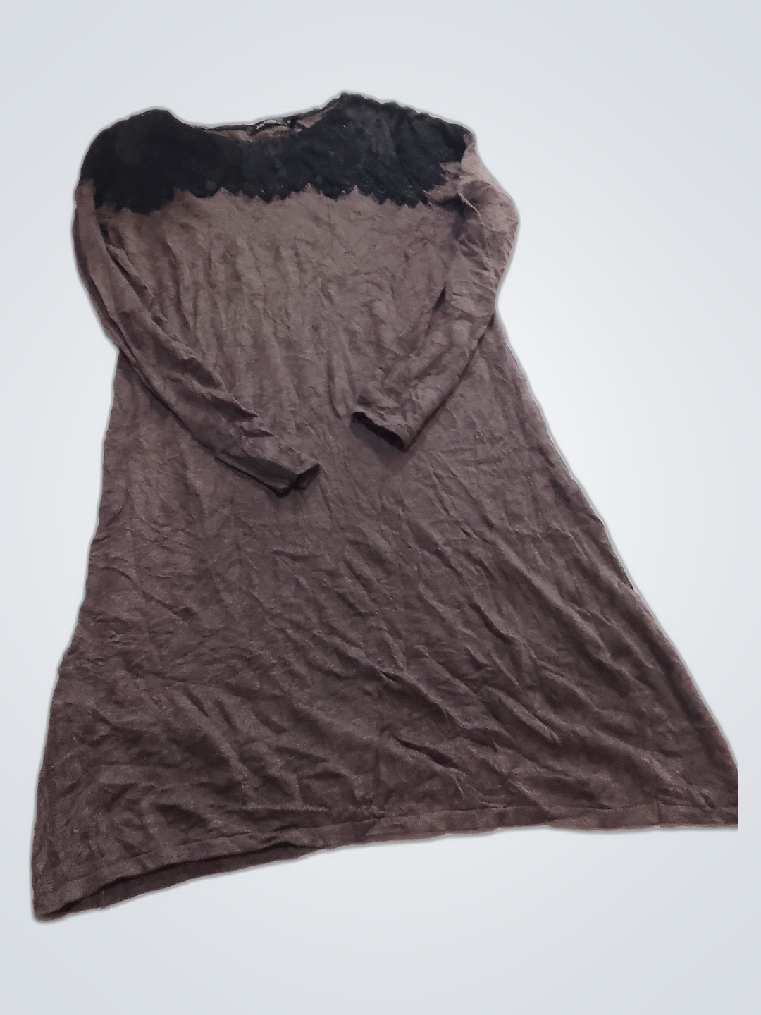 Brown Dress with Black Lace