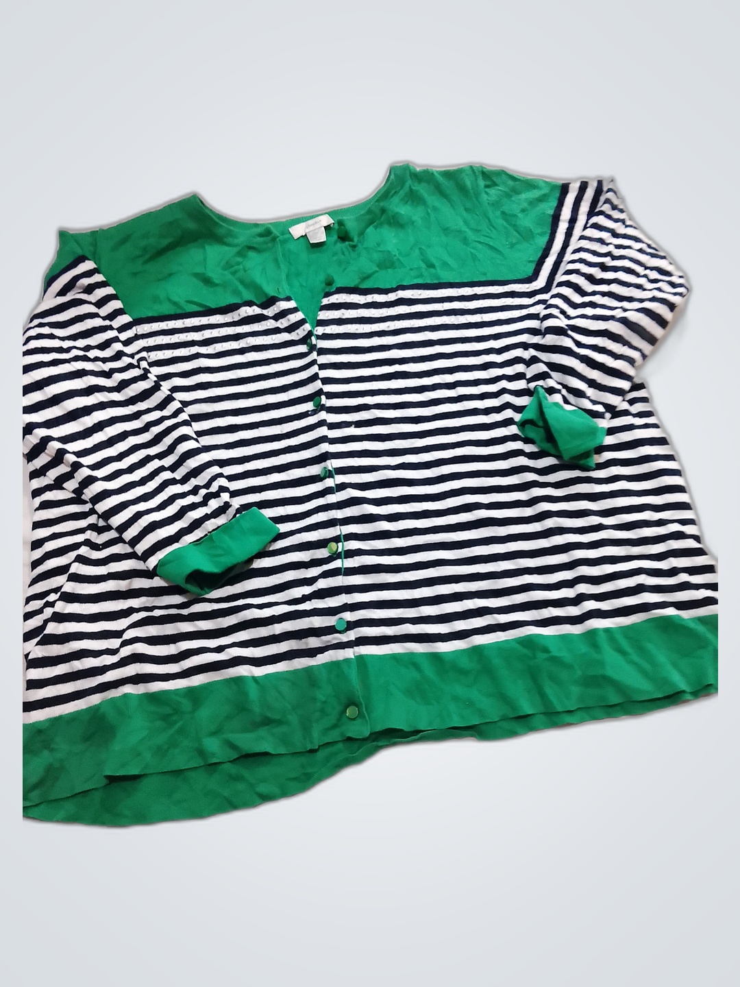 cj banks Green and Black Striped Top