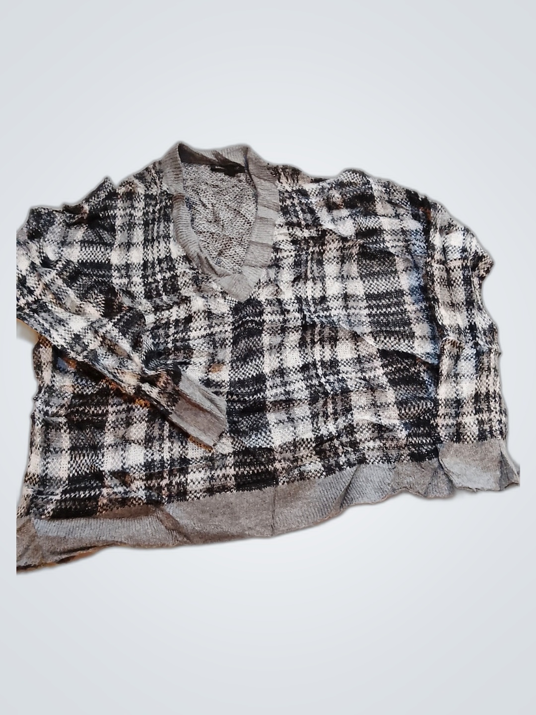 Banana Republic Gray and Black Plaid Shirt