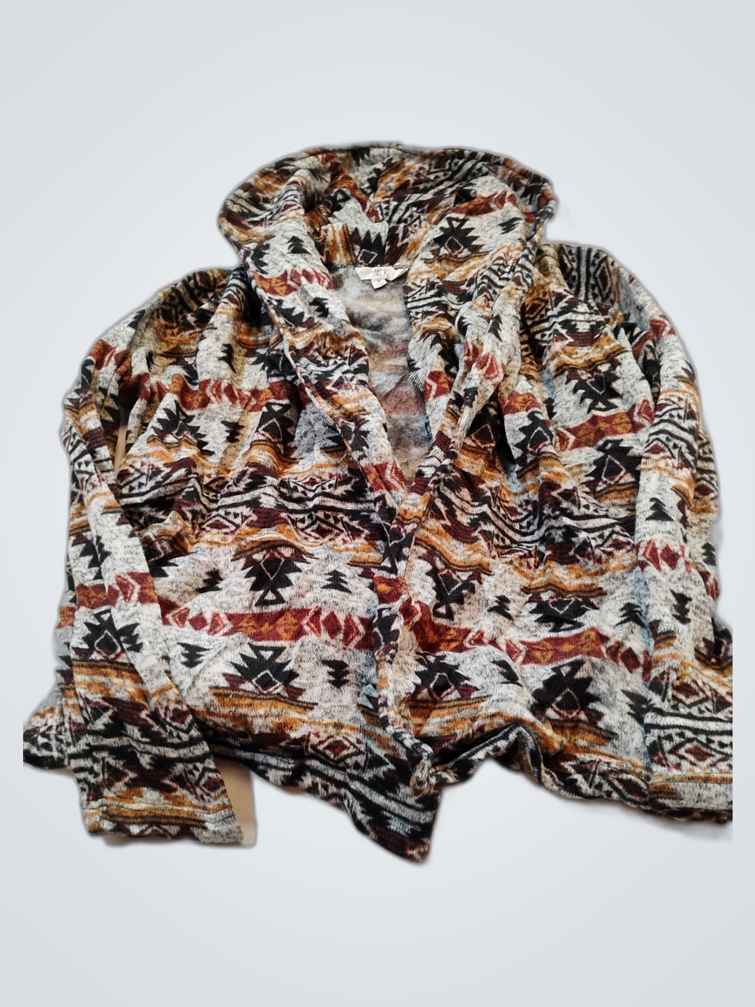 Aztec Patterned Hooded Sweatshirt