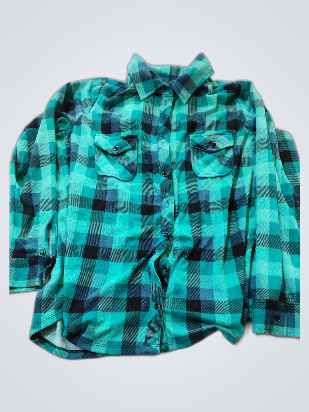 Green Plaid Flannel Shirt