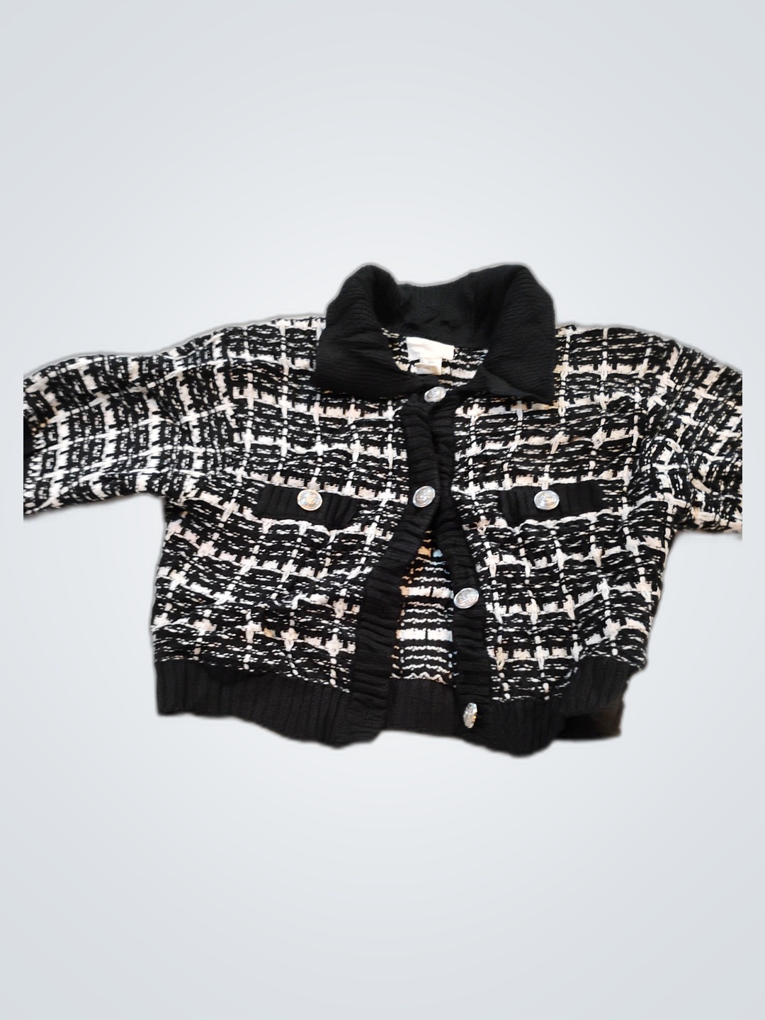 Black and White Knit Cardigan