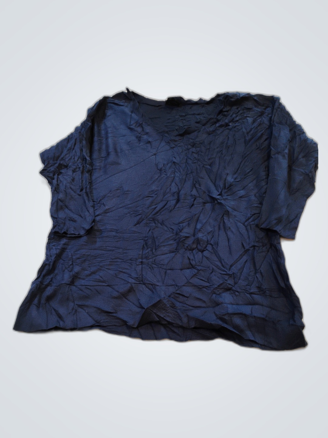 Talbots marineblaue Pima-Baumwollbluse mit langen ..