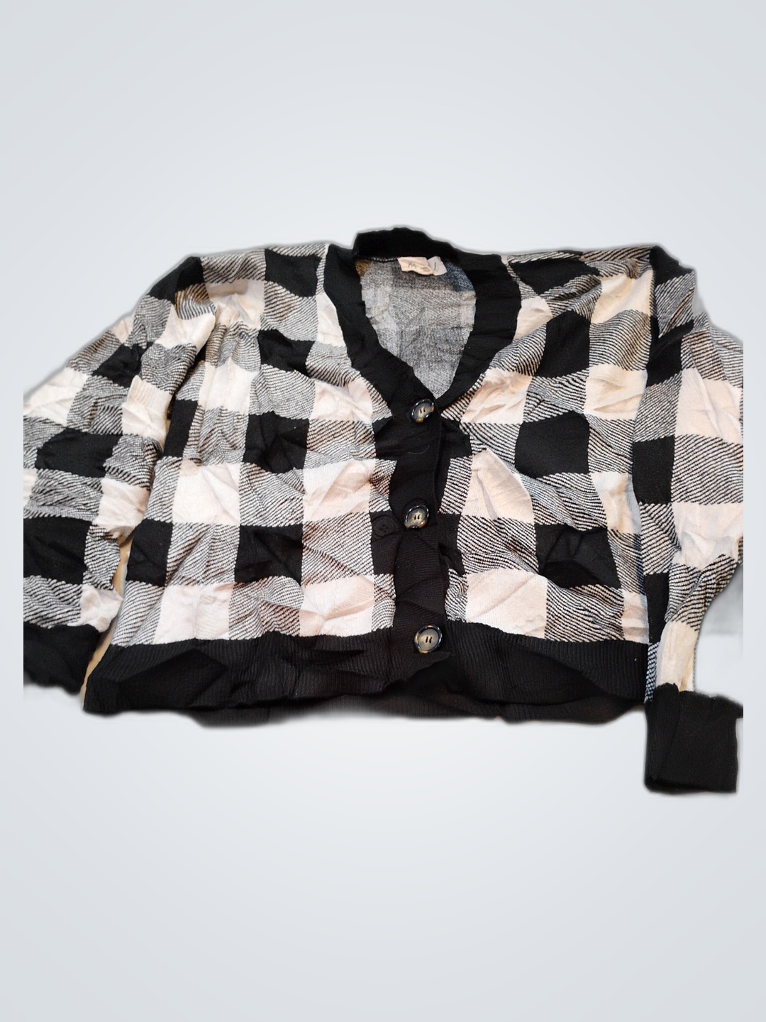 Black and White Checkered Cardigan