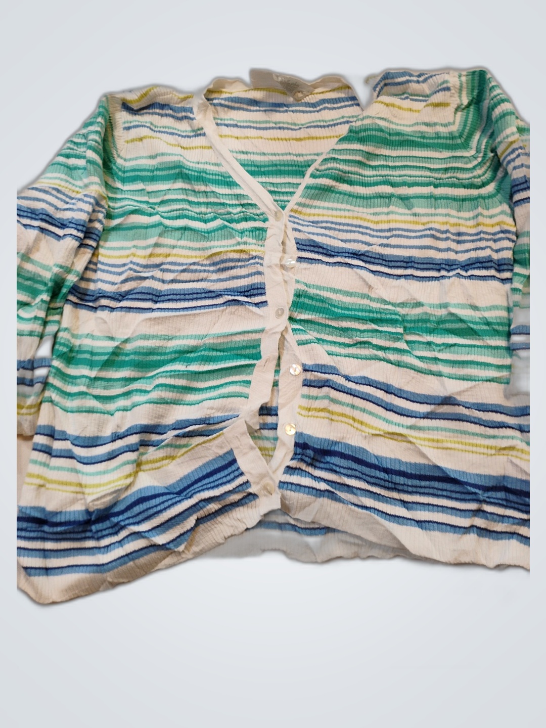 Cardigã V-Neck Listrado Liz Claiborne