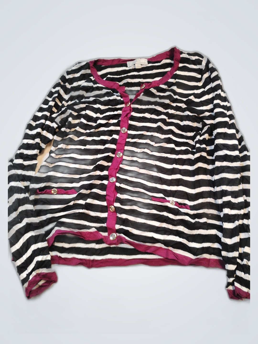 Cardigã de Tricô Listrado Carolyn Taylor