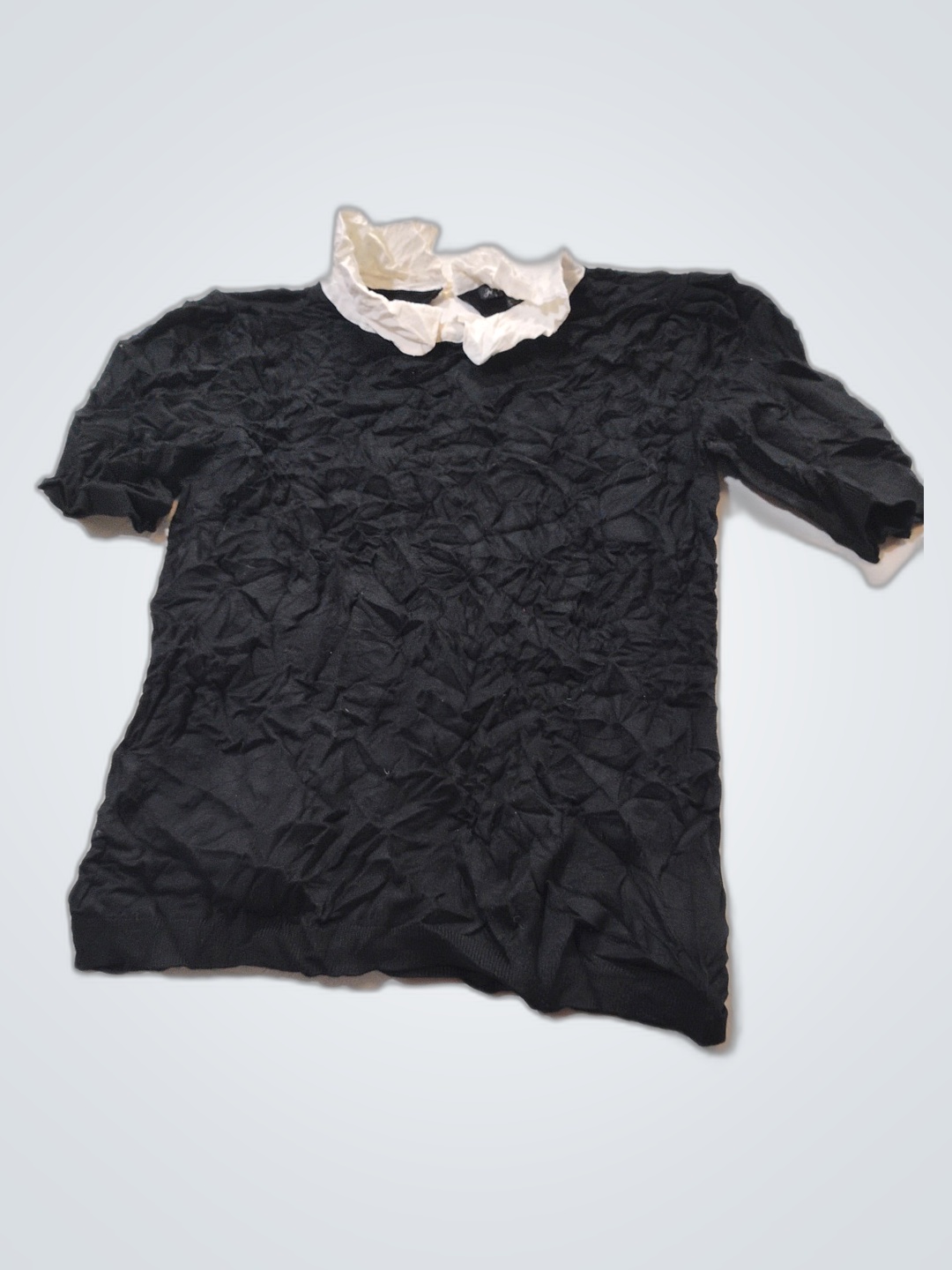 Black Blouse with White Collar