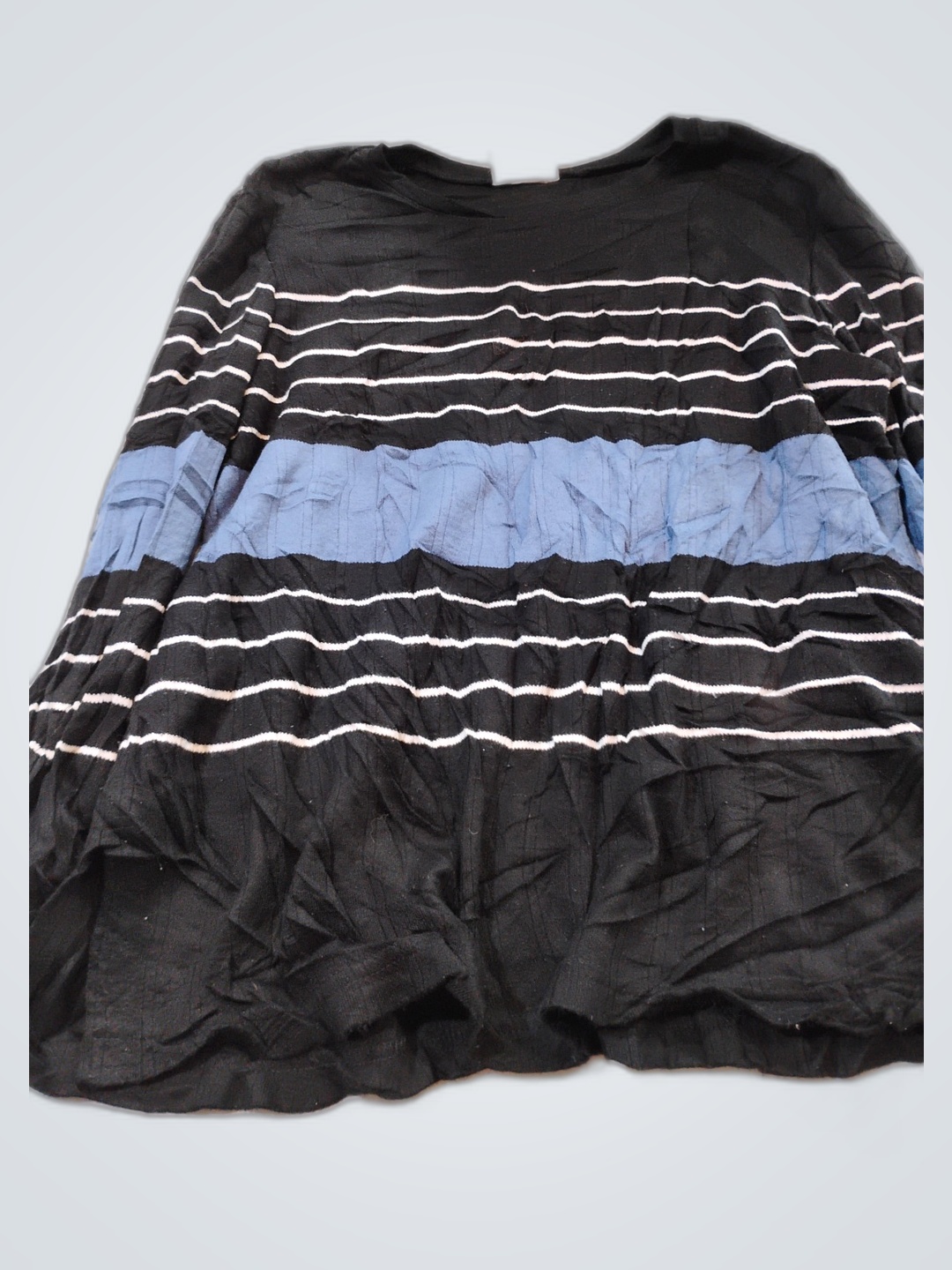 Alfred Dunner Black and Blue Striped T-Shirt