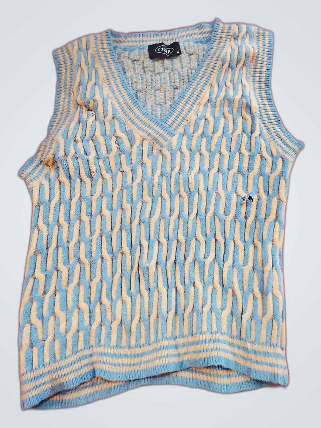 Cider Blue and White Knit Vest