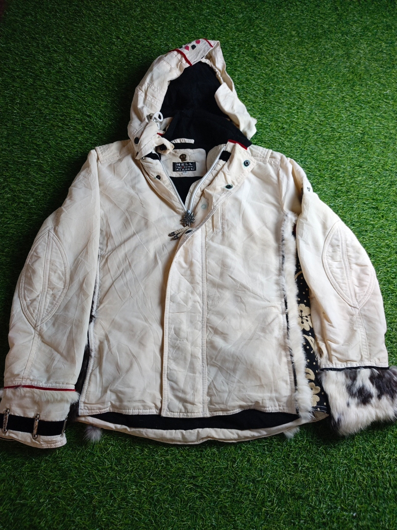 White Parka Jacket with Fur Trim
