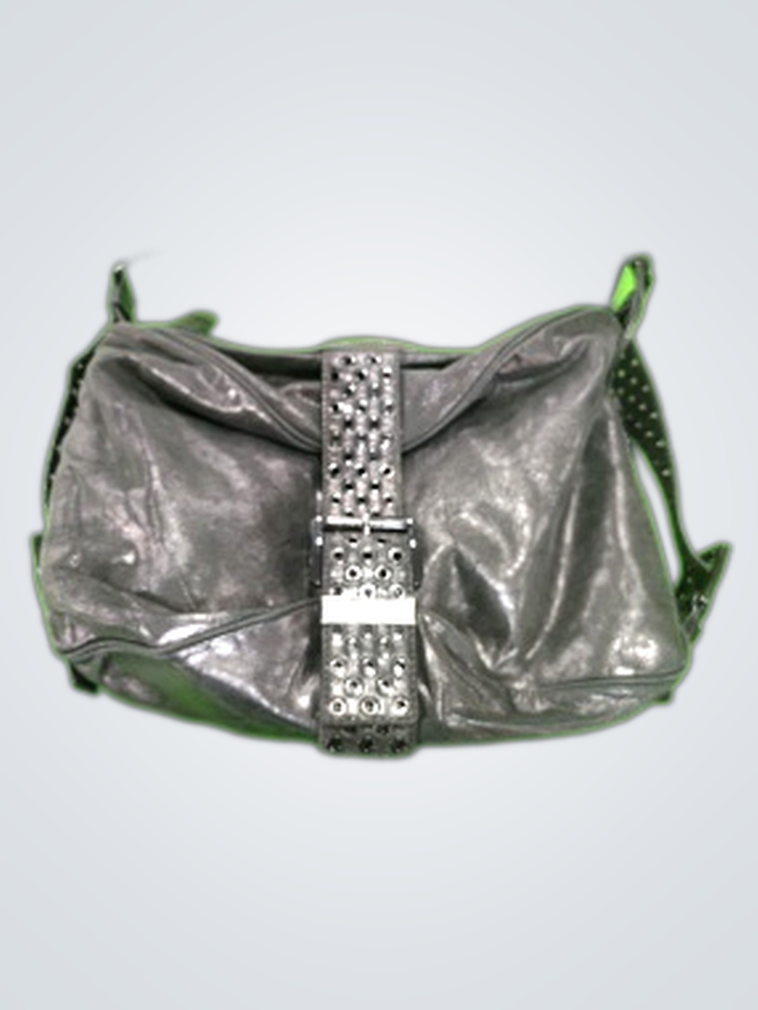 Borsa a spalla in pelle grigia