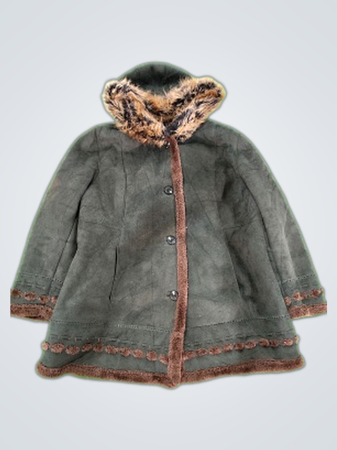 Fur Trimmed Hooded Coat