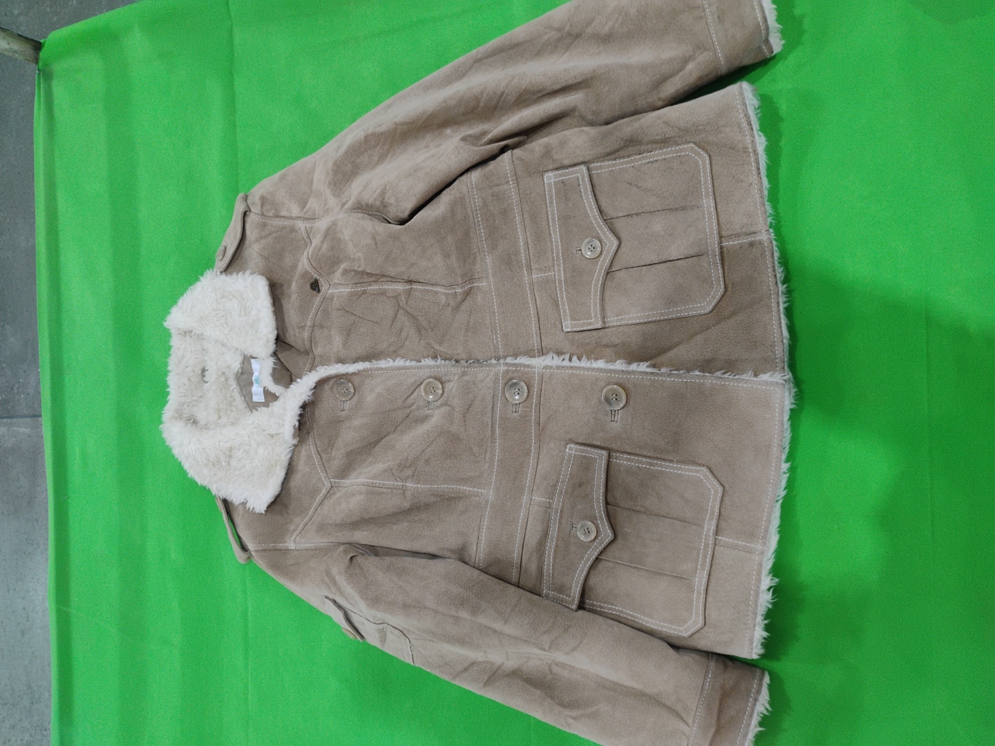 JLO Suede Jacket with Fur Collar