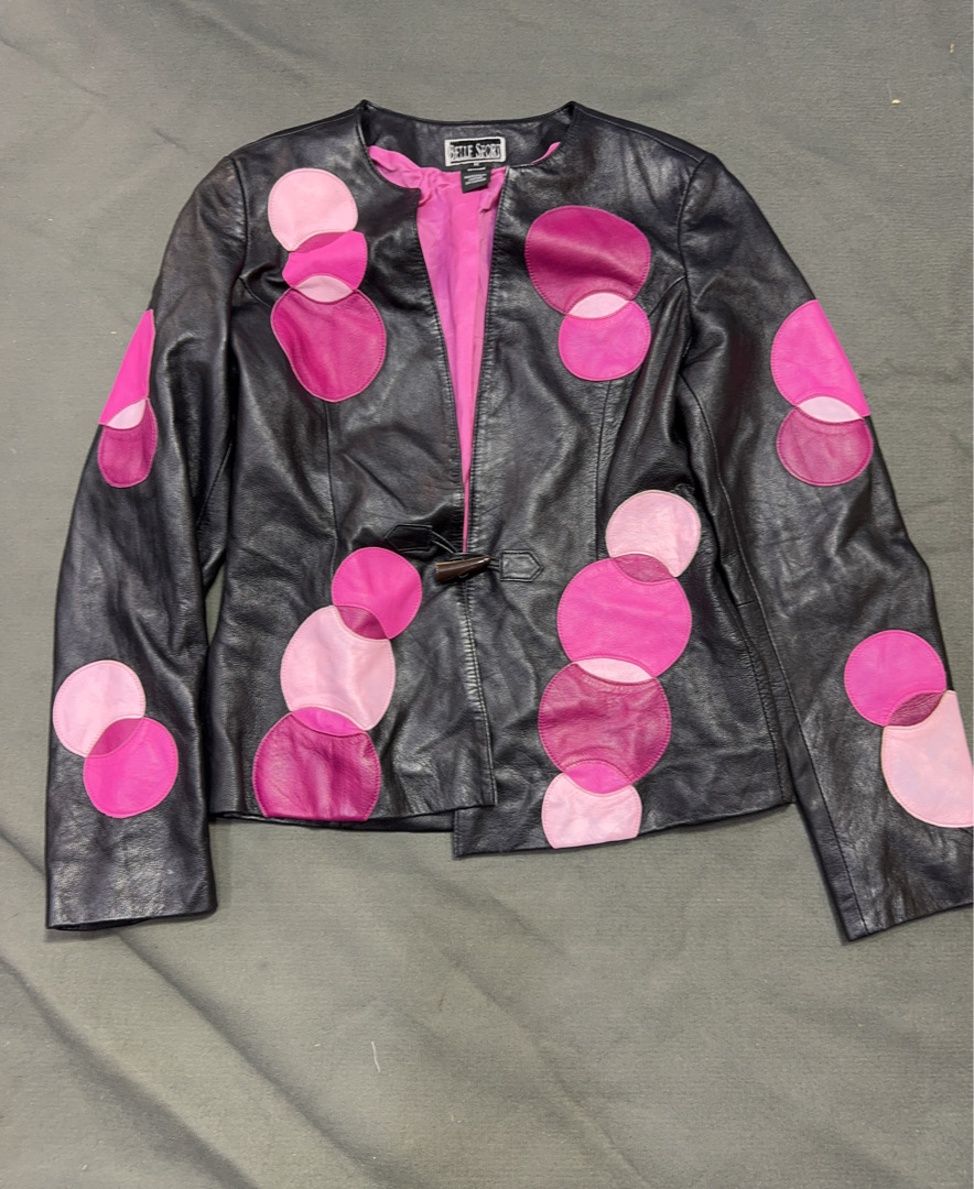 Belle Sport Pink Polka Dot Leather Jacket