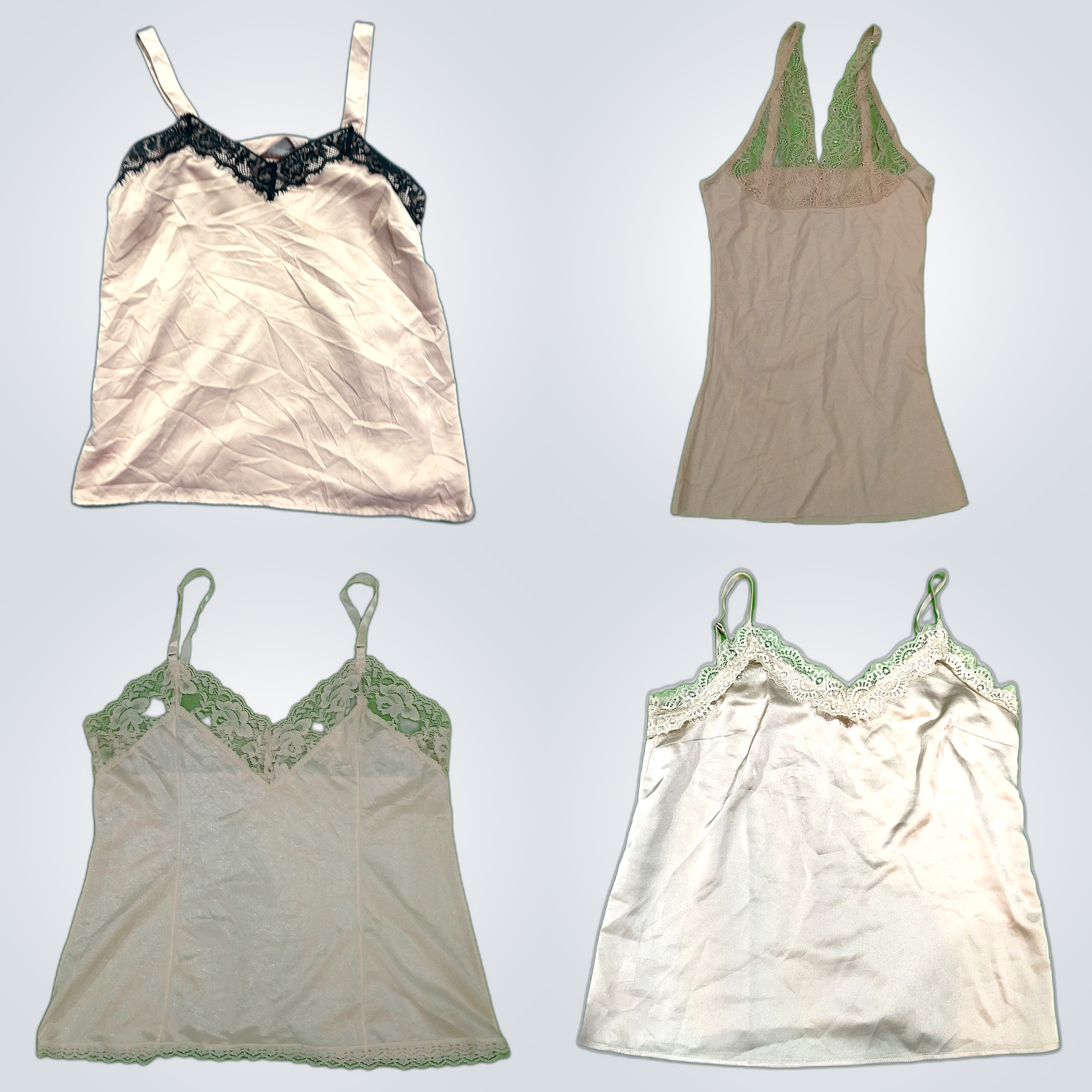 Y2K Lace Trim Cami Tops