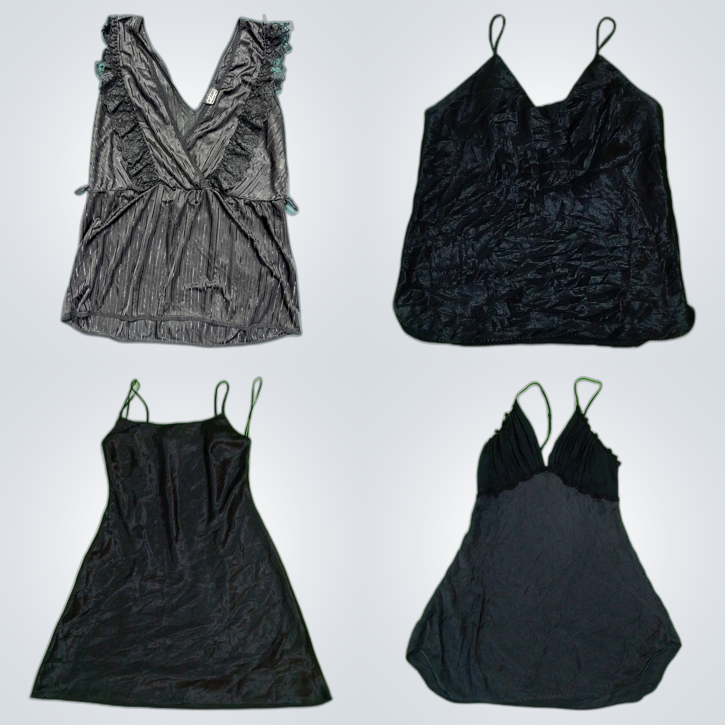 Y2K All Black Rave Cami Tops