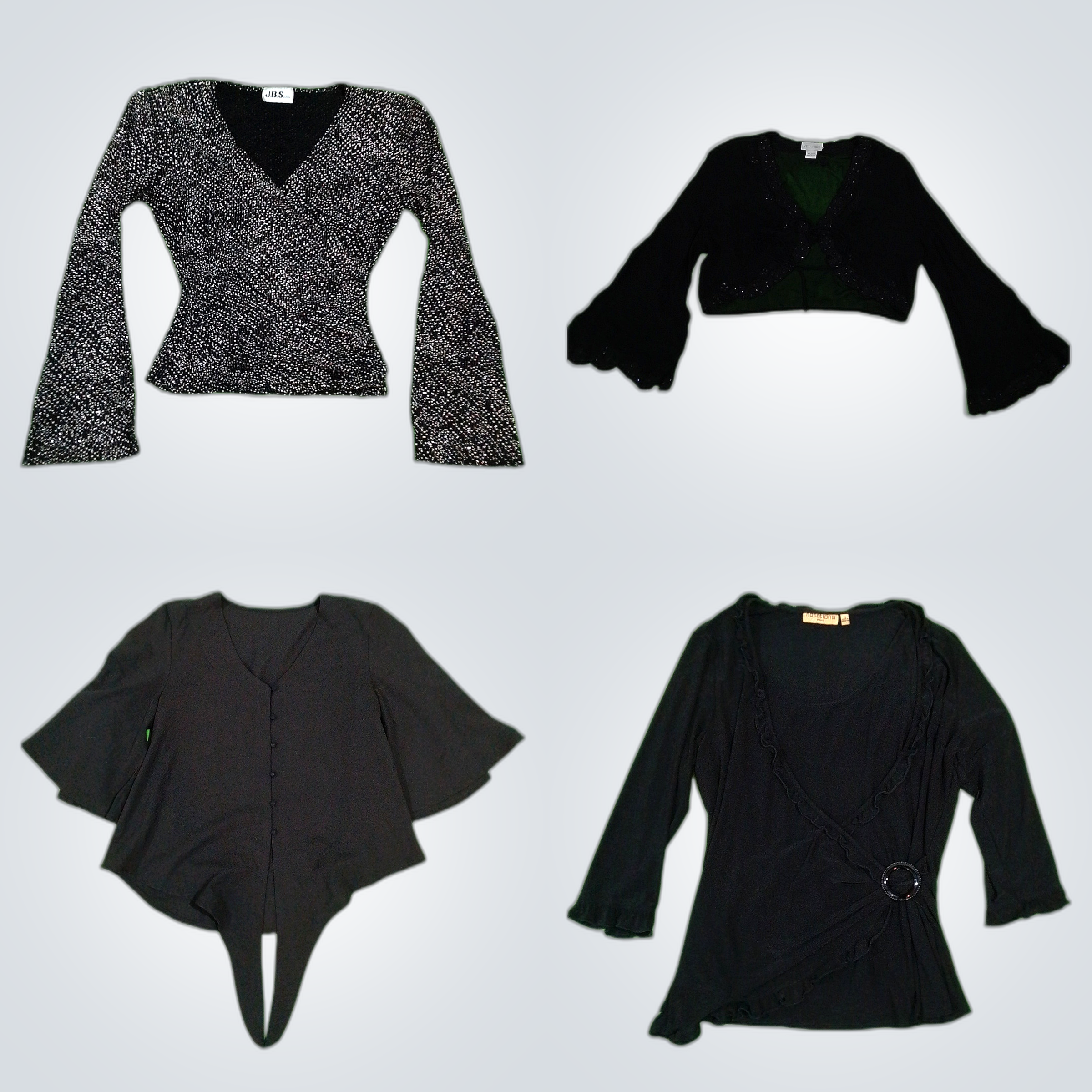 Y2K All Black Rave Poly Blouses