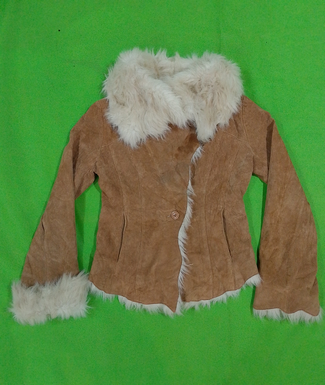 Jaqueta de Couro Suede com Pelo Trim Maxima da Wil..