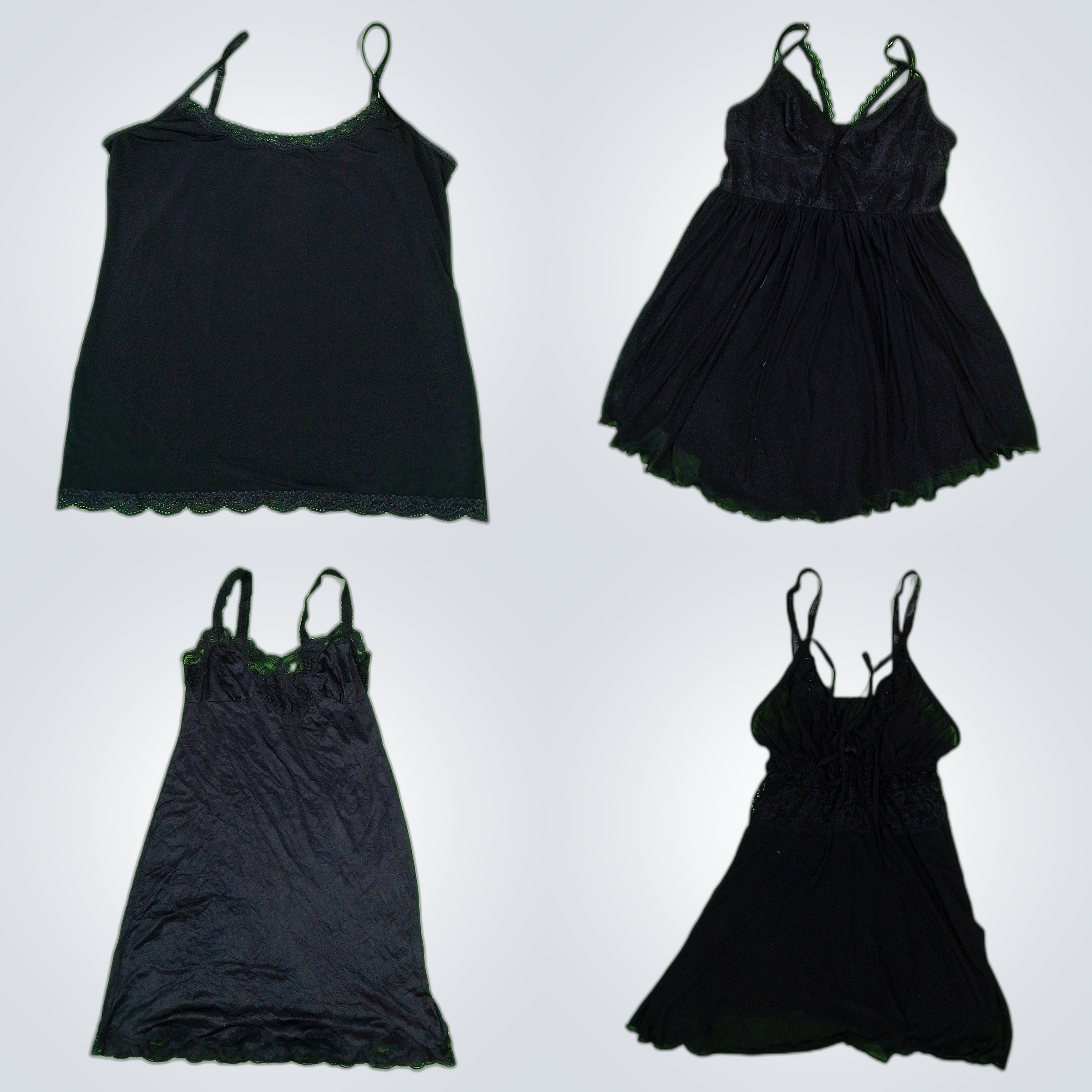 Y2K All Black Rave Cami Tops