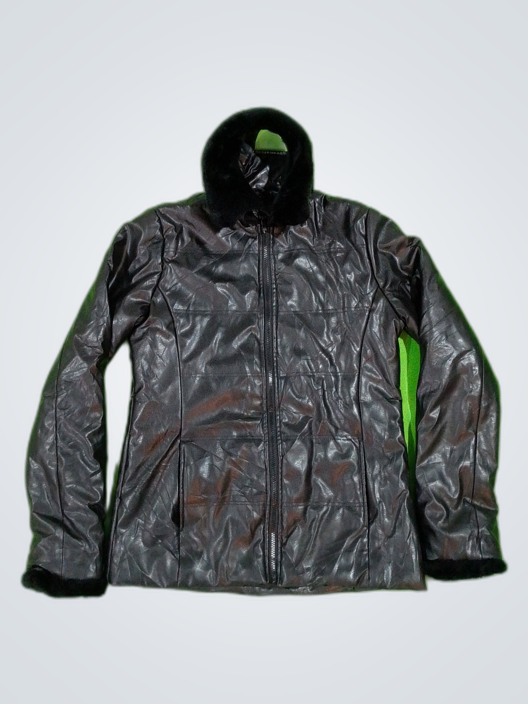 Unbranded Black Hooded Leather Jacket