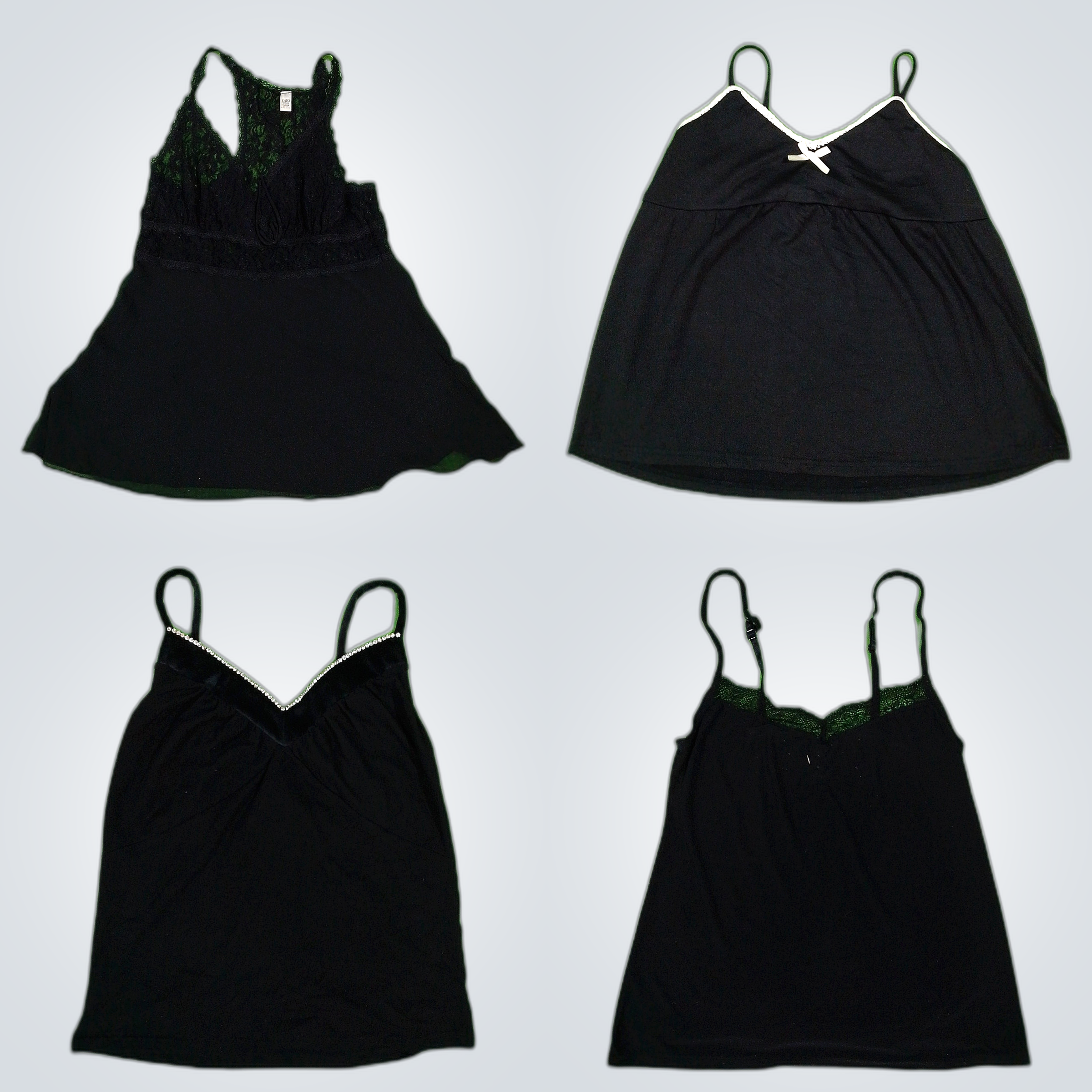 Y2K All Black Rave Cami Tops